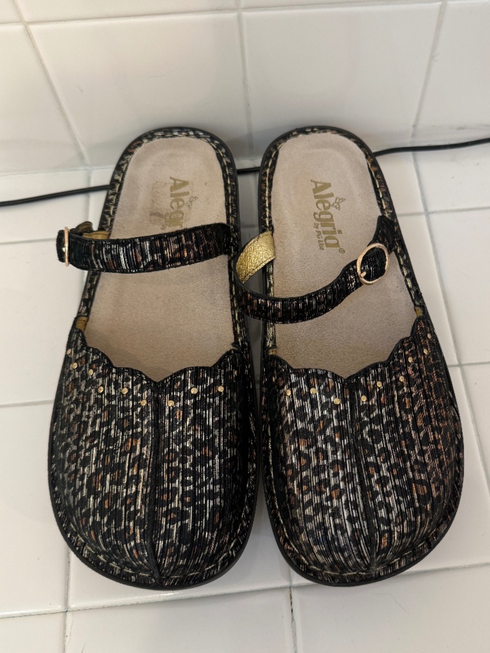 Alegria Cheetah Print Mary Jane Mule Size 40